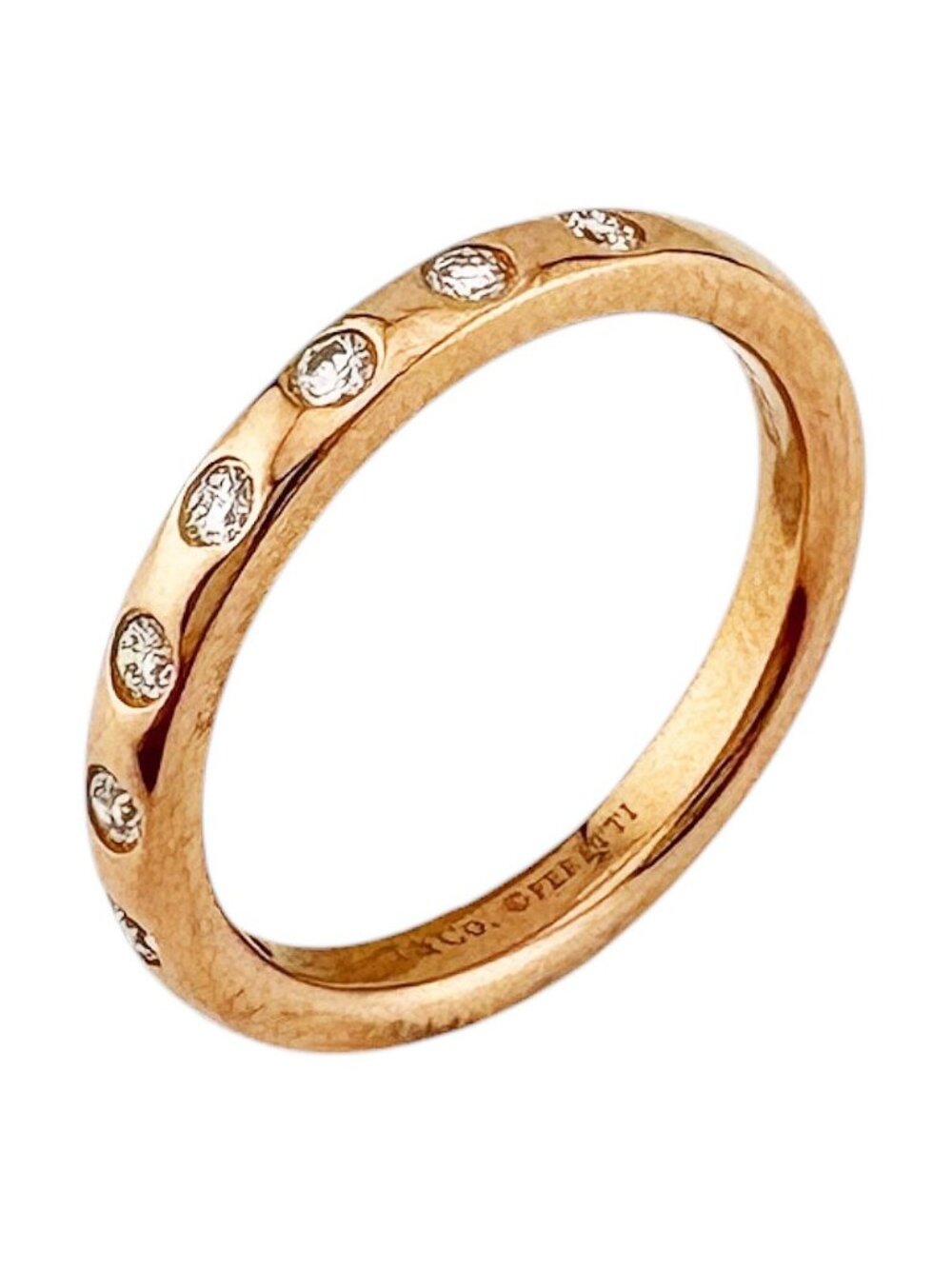 Tiffany & Co Stacking Band Ring 18k Pink Gold Diamond
